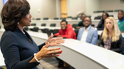 Dr. Valerie Montgomery Rice speaks to a class